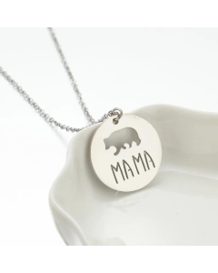 Fashion Round Letter Bear Stainless Steel Titanium Steel Pendant Necklace CA07830225