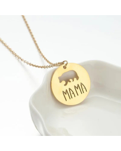 Fashion Round Letter Bear Stainless Steel Titanium Steel Pendant Necklace CA07830225