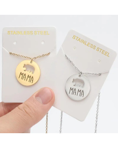 Fashion Round Letter Bear Stainless Steel Titanium Steel Pendant Necklace CA07830225