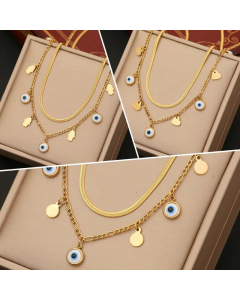 Vacation Eye Heart Stainless Steel Plating Layered Necklaces CA07830228
