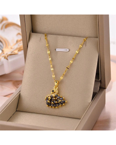 Elegant Swan Inlay Zircon Pendant Titanium Steel Necklace CA07830231