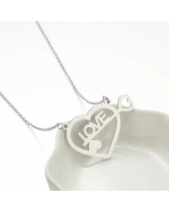 Hollow Out  Clouds Letter Heart Shape Pendant Titanium Steel Plating Necklace CA07830234-Steel Color-01