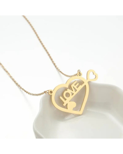 Hollow Out  Clouds Letter Heart Shape Pendant Titanium Steel Plating Necklace CA07830234-Gold Color-01