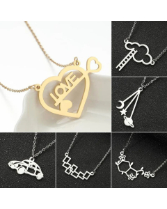 Hollow Out Clouds Letter Heart Shape Pendant Titanium Steel Plating Necklace CA07830234