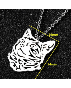 Minimalism Cat Pendant Stainless Steel Plating Necklace CA07830236-Steel Color-01