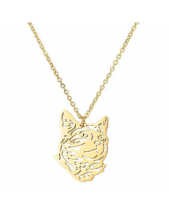 Minimalism Cat Pendant Stainless Steel Plating Necklace CA07830236-Gold Color-01