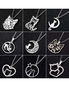 Minimalism Cat Pendant Stainless Steel Plating Necklace CA07830236