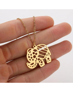 Hollow Out Fox Snake Elephant Titanium Steel Plating Pendant Necklace CA07830237-Gold Color-01