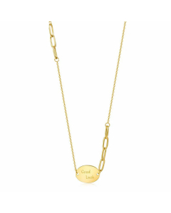 Good Luck Letter Oval Pendent Titanium Steel Plating Necklace CA07830246