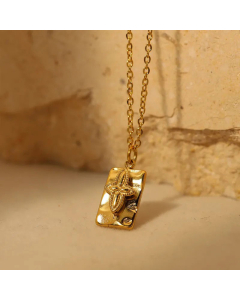Fashion Square Star Plating Pendant Titanium Steel Necklace CA07830247