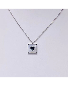 Retro Square Heart Shape Pendant Titanium Steel Plating Necklace CA07830248