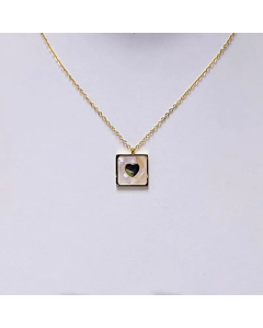 Retro Square Heart Shape Pendant Titanium Steel Plating Necklace CA07830248