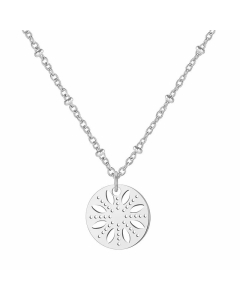 Fashion Hollow Out Round Lotus Pendent Titanium Steel Necklace CA07830249