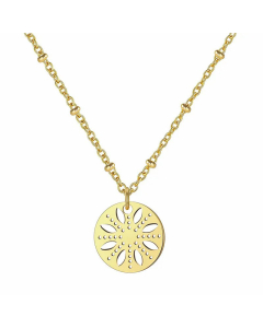 Fashion Hollow Out Round Lotus Pendent Titanium Steel Necklace CA07830249