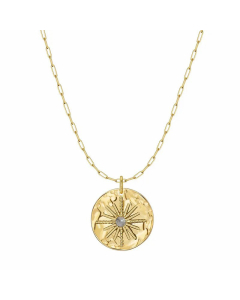 Fashion Round Plating Natural Stone Titanium Steel Necklace CA07830250
