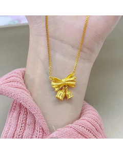 Sweet Bow Orchid Bell Flower Pendant Titanium Steel Plating Necklace CA07830254