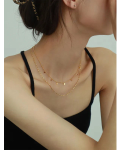 Double-Layer Sequined Diamond Square Necklace Titanium Steel Necklaces CA07830255