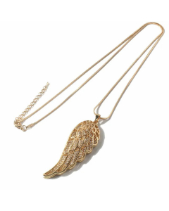 Luxurious Full Diamond Wings Pendent Stainless Steel Plating Necklace CA07830259