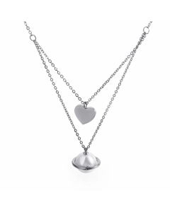 Fashion Inlay Artificial Pearls Pentagram Heart Shape Titanium Steel Pendant Necklace CA07830261-Steel Color-01