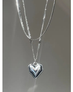 Minimalism Irregular Heart Shape Stainless Steel Plating Layered Necklaces CA07830262