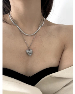 Minimalism Irregular Heart Shape Stainless Steel Plating Layered Necklaces CA07830262