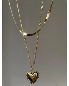 Minimalism Irregular Heart Shape Stainless Steel Plating Layered Necklaces CA07830262