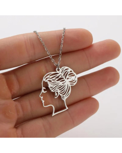 Cute Potted Plant Flower Stainless Steel Plating Pendant Necklace CA07830264-Steel Color-01