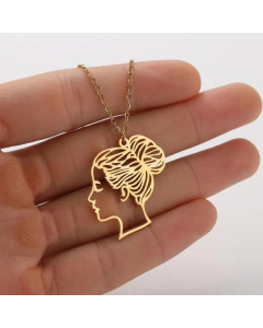 Cute Potted Plant Flower Stainless Steel Plating Pendant Necklace CA07830264-Gold Color-01
