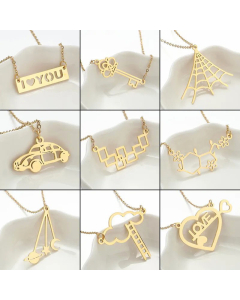 Spider Web Car Key Plating Pendant Stainless Steel Titanium Steel Necklace CA07830269