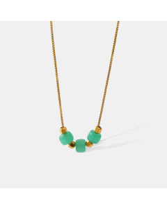 Fine Jewelry Natural Stone Beaded Plating Stainless Steel Necklace CA07830270
