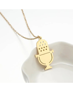 Fashion Microphone Skull Pendant Stainless Steel Plating Necklace CA07830272-Gold Color-01