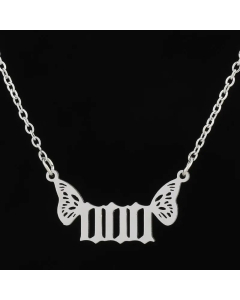 Cute Angel Number Wings Pendant Stainless Steel Titanium Steel Plating Necklace CA07830276-Steel Color-01