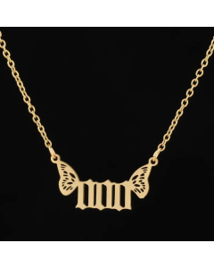 Cute Angel Number Wings Pendant Stainless Steel Titanium Steel Plating Necklace CA07830276-Gold Color-01