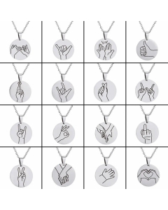 Fashion Gesture Pendant Titanium Steel Plating Necklace CA07830281