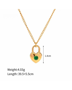 1 Piece Retro Heart Shape Stainless Steel Plating Zircon Necklace CA07830290