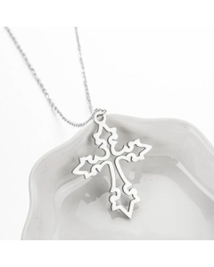 Hollow Out Sun Cross Moon Pendent Titanium Steel Plating Necklace CA07830291-Steel Color-01