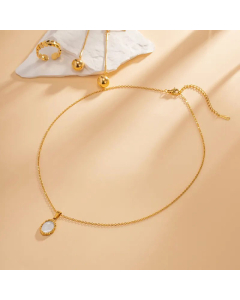 Minimalism Oval Plating Shell Pendant Stainless Steel Necklace CA07830294