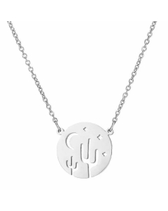 Casual Round Cactus Star Moon Stainless Steel Titanium Steel Plating Necklace CA07830298