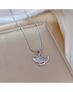 Retro Ginkgo Leaf Pendant Titanium Steel Necklace CA07830304