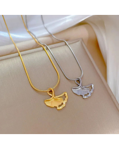 Retro Ginkgo Leaf Pendant Titanium Steel Necklace CA07830304