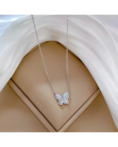 Elegant Inlay Shell Butterfly Pendent Titanium Steel Necklace CA07830306