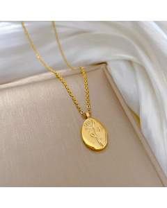 Fashion Flower Plating Pendant Titanium Steel Necklace CA07830308
