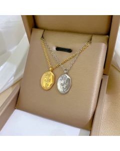 Fashion Flower Plating Pendant Titanium Steel Necklace CA07830308