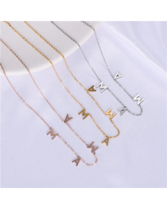 Minimalism Letter MAMA Stainless Steel Titanium Steel Plating Necklace CA07830316
