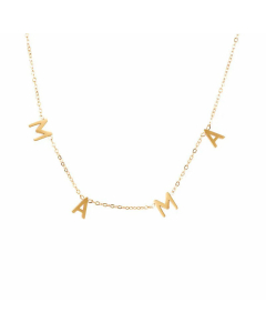 Minimalism Letter MAMA Stainless Steel Titanium Steel Plating Necklace CA07830316