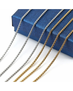 Plain Solid Color Square Pearl Chain Stainless Steel Plating Necklace CA07830318