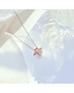 Sweet Romantic Swan Zircon Inlaid Pendant Titanium Steel Plating Necklace CA07830323