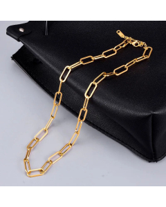 Hip-Hop Solid Color Paperclip Chain Titanium Steel Pendant Necklace CA07830328