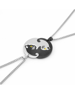 Couple Chain Cat Pendant Titanium Steel Plating Necklace CA07830330
