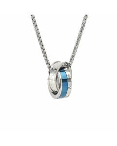 Two Circle Interlocking Stainless Steel Polishing Inlay Rhinestones Pendant Necklace CA07830332